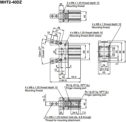 Pneumatic Claw Fulcrum Opening and Closing Elbow Type Small Claw Accessories Finger Cylinder MHT2-32D-40-50-63D(MHT2-63D) in Kuwait