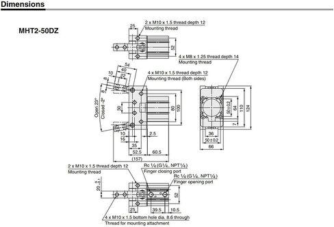 Pneumatic Claw Fulcrum Opening and Closing Elbow Type Small Claw Accessories Finger Cylinder MHT2-32D-40-50-63D(MHT2-63D) in Kuwait