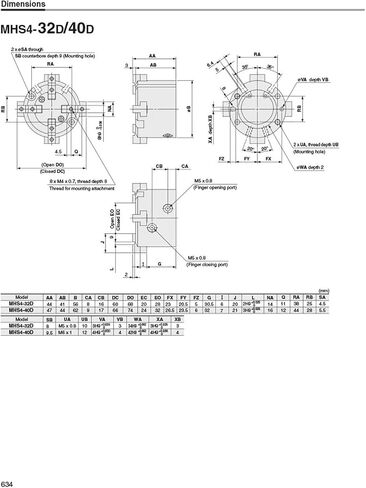 Pneumatic Claw Two Claws Three Claws Four Claws Finger Cylinder MHS2/3/4-16D20D25D32D40D Clamping Chuck(MHS4-50D) in Kuwait
