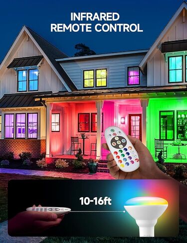 لمبة إضاءة متغيرة الألوان BR30، مصابيح LED قابلة للتعتيم مع جهاز تحكم عن بعد، 100 وات تعادل 1050LM، RGB + 2700K/4000K/6500K ضوء أبيض، E26 متعدد الألوان يمكن لمبات الإضاءة للسقف، 2 حزمة in Kuwait