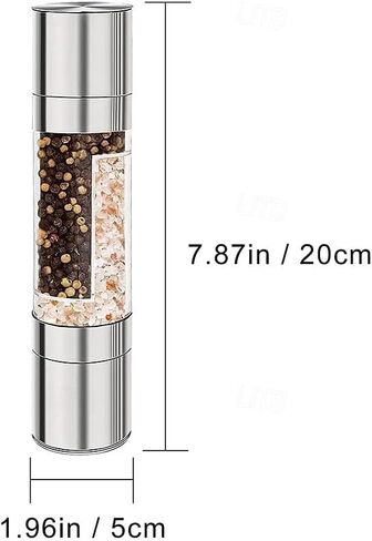 2 in 1 Stainless Steel Salt and Pepper Grinder Set Double Head Salt and Pepper Grinder Manual Salt and Pepper Mill Grinder Salt Grinder Refillable Sea Salt Grinder Salt Pepper Grinder in Kuwait