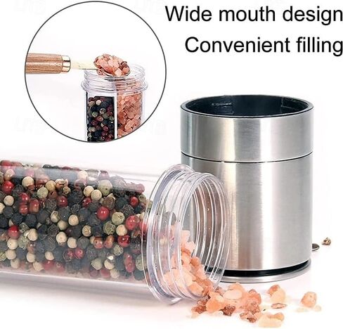 2 in 1 Stainless Steel Salt and Pepper Grinder Set Double Head Salt and Pepper Grinder Manual Salt and Pepper Mill Grinder Salt Grinder Refillable Sea Salt Grinder Salt Pepper Grinder in Kuwait