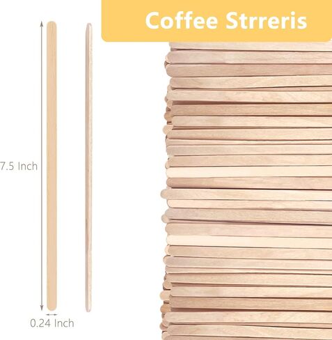 KTOJOY 1000 Pack Birch Wood Coffee Stirrers, 7.5 Inch Sturdy Coffee Stir Sticks, Smooth Round Ends, Splinter-Free Disposable Stir Sticks for Coffee, Cocktails, Office, Home Use in Kuwait