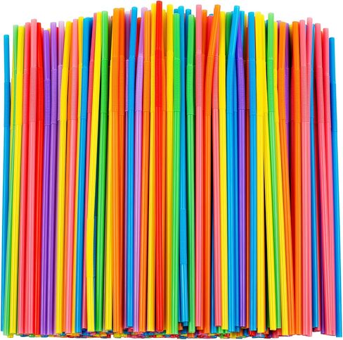 100 PCS Flexible Colorful Plastic Straws, Individually Paper-Wrapped Straw, Disposable Bendy Party Straws,12.8 inches Extra Long Straws in Kuwait