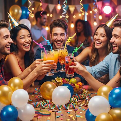 100 PCS Flexible Colorful Plastic Straws, Individually Paper-Wrapped Straw, Disposable Bendy Party Straws,12.8 inches Extra Long Straws in Kuwait
