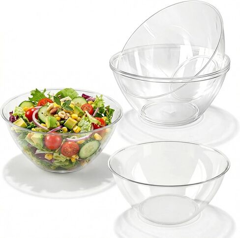 HOMIP 8 Pack Clear Plastic Serving Bowls 160Oz, Large Round Punch Bowls for Fruits, Popcorn, Chips, Dips, Condiments, Durable Disposable Serving Bowl for Events and Buffets in Kuwait