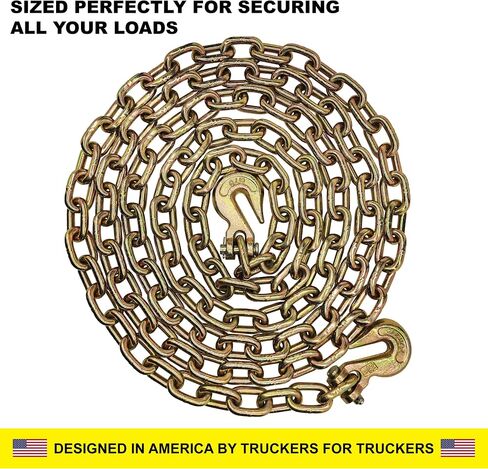 Knox Chain Load Binder, 5/16" Equipment Tie Down Kit w/ 5400 LBS Working Load Tiedown and Two Grab Hooks, Includes (2) Ratchet Binders - (2) 14' Grade 70 DOT Hauling Transport Chains in Kuwait
