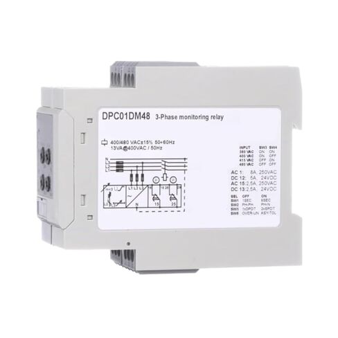 مرحل مراقبة الجهد ثلاثي الطور DPC01DM48 DIN Rail مع تأخير من 0.1 إلى 30 ثانية لحماية تسلسل الطور in Kuwait