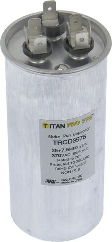 TitanPro TRCD3575 HVAC Round Dual Motor Run Capacitor. 35/7.5 MFD/UF 370 Volts in Kuwait