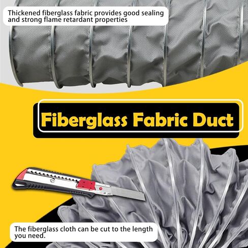 Flexible Fiberglass Duct 2" x Custom Length - High-Temperature Resistant HVAC Ducting(L10mx160mm) in Kuwait