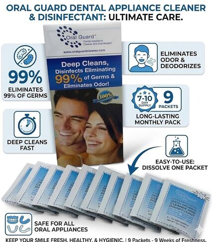 Oral Guard Dental Appliance Cleaner and Disinfectant for All Night Guards, Retainers and Dentures. 3 Month Supply in Kuwait