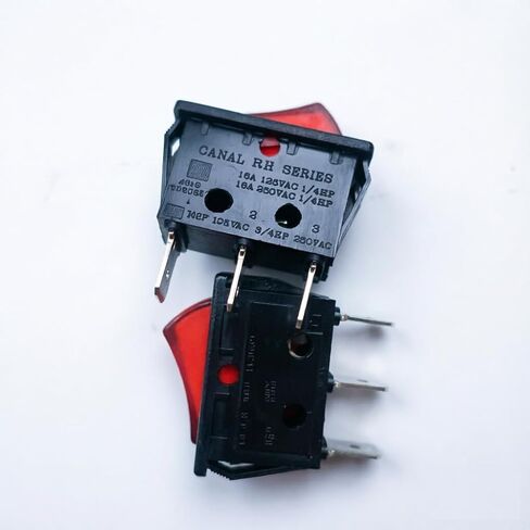 (1PC) Canal RH Series Rocker Switch 16A 125VAC 1/4HP 3-Pin ON-Off Red for Liren 2008D Electric Griddle & Drawer Warmer in Kuwait