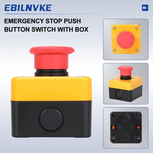 Emergency Stop Push Button Switch, 1NO 1NC 660V 10A 2 Pack | 1NO 1NC, 660V 10A, Weatherproof, Red E-Stop Push Button Switch with Box in Kuwait