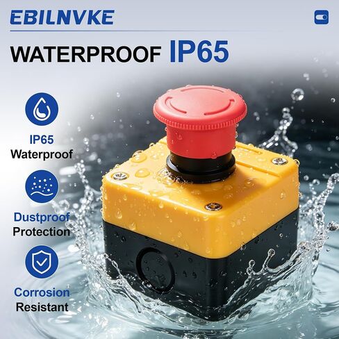Emergency Stop Push Button Switch, 1NO 1NC 660V 10A 2 Pack | 1NO 1NC, 660V 10A, Weatherproof, Red E-Stop Push Button Switch with Box in Kuwait