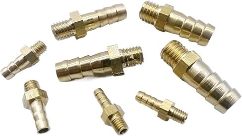 5PCS M6 Metric Male x 2-16 mm Hose Brass Hosetail Pipe Fitting Connector Water Home Garden(6mm) in Kuwait