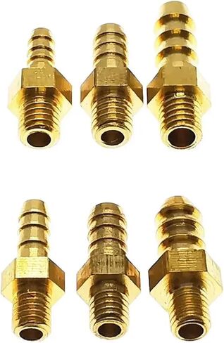 5PCS M6 Metric Male x 2-16 mm Hose Brass Hosetail Pipe Fitting Connector Water Home Garden(6mm) in Kuwait
