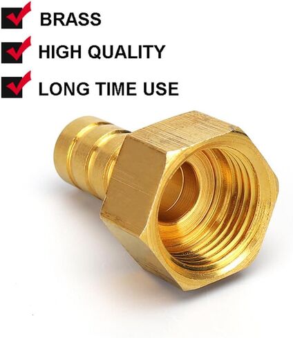 Brass Hose Pipe Fitting Couping 4 6 8 10 19 Tail 1/2" BSP Female Thread Copper Connector Joint Coupler,1/2",6mm in Kuwait