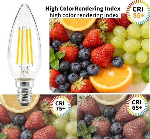 E14 European Base LED Bulbs,e14 led Candle Bulb Warm White 2700K 4W (40W Equivalent) 450LM C35 Clear Glass Torpedo Shape Bullet Top for Chandeliers, Pendant Lighting(2-Pack) in Kuwait