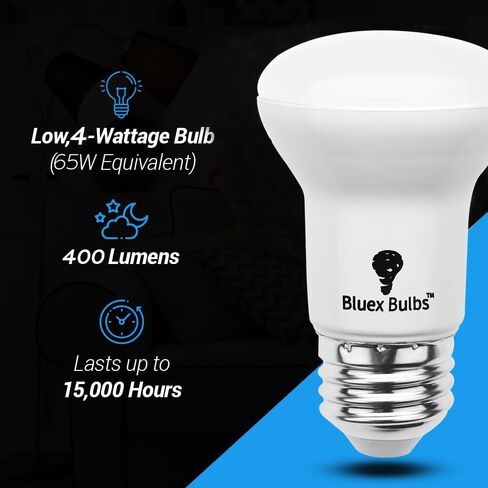 4 عبوات R16 LED لمبة 4 وات E26 قاعدة صغيرة عاكسة للضوء الكاشف لمبة عاكسة للضوء 3000 كلفن أبيض دافئ - ما يعادل 40 وات - مصابيح كهربائية صغيرة، مصابيح كهربائية قصيرة، لمبة إضاءة خزانة كوريو، لمبة ضوء الفيضانات R16 in Kuwait