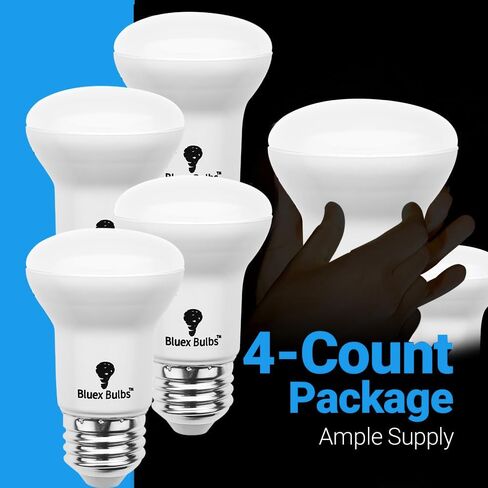 4 عبوات R16 LED لمبة 4 وات E26 قاعدة صغيرة عاكسة للضوء الكاشف لمبة عاكسة للضوء 3000 كلفن أبيض دافئ - ما يعادل 40 وات - مصابيح كهربائية صغيرة، مصابيح كهربائية قصيرة، لمبة إضاءة خزانة كوريو، لمبة ضوء الفيضانات R16 in Kuwait