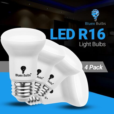 4 عبوات R16 LED لمبة 4 وات E26 قاعدة صغيرة عاكسة للضوء الكاشف لمبة عاكسة للضوء 3000 كلفن أبيض دافئ - ما يعادل 40 وات - مصابيح كهربائية صغيرة، مصابيح كهربائية قصيرة، لمبة إضاءة خزانة كوريو، لمبة ضوء الفيضانات R16 in Kuwait