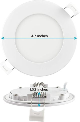 LUXRITE 4 بوصة مصباح LED رفيع للغاية مع صندوق توصيل، 10 وات، لون CCT يمكن اختياره 2700 كلفن | 3000 ألف | 3500 الف | 4000 الف | 5000 كلفن، مصابيح ويفر قابلة للتعتيم، 750 لومن، ETL ونجمة الطاقة، تصنيف IC in Kuwait