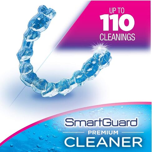 بلورات SmartGuard المنظفة المتميزة - (110 عملية تنظيف) - تزيل البقع والبلاك والرائحة الكريهة من أطقم الأسنان، والأقواس الشفافة، وواقي الفم، والواقي الليلي والمثبتات. in Kuwait