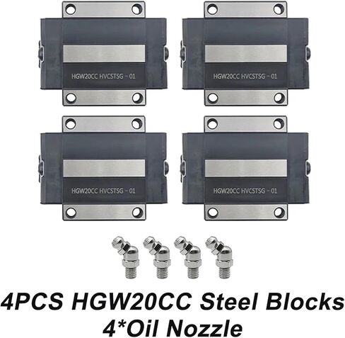 4 قطعة/المجموعة/مجموعة من الكتل المنزلقة الفولاذية HGH20CA HGW20CC لمحمل شرائح الأدلة الخطية HGR20 لجهاز توجيه التحكم العددي المحوسب (4 قطع HGW20CC فولاذ) in Kuwait
