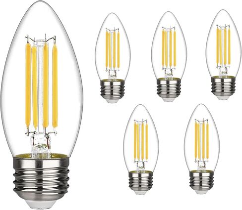Flame Shape LED Chandelier - 4 Watt Equivalent 40W LED Candelabra Bulbs, Warm White 450LM, Dimmable - E26 Base, 6 Pack in Kuwait