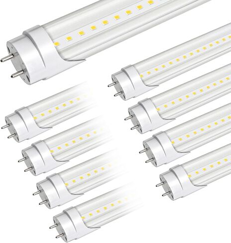 مصابيح LED Brtstiun T8 بطول 4 أقدام، ضوء أنبوبي LED 24 وات 3200 لومن، ضوء نهاري 5000 كلفن أبيض، عدسة شفافة، استبدال مصابيح الفلورسنت بقاعدة G13، التوصيل والتشغيل من النوع A+B/تجاوز الصابورة، غير قابل للتعتيم، عبوتان in Kuwait