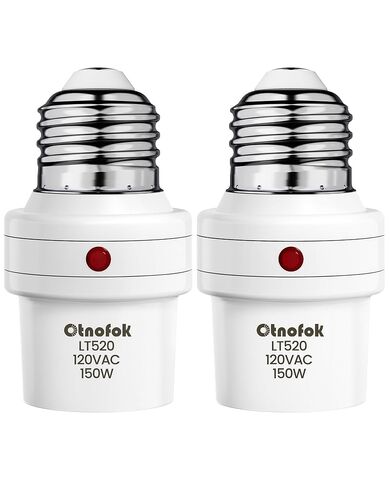 Light Sensor Socket Dusk to Dawn with 300° Adjustable Angle, E26/E27 Light Bulb Socket for Outdoor Lighting in Porch, Garage, Patio and Yard, White, 2 Pack in Kuwait