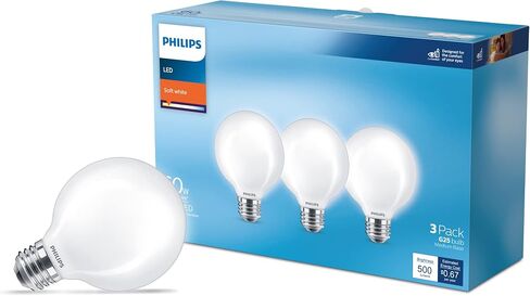 فيليبس LED 60W G25 3-Pack Basic Soft White (2700K) 500 Lumen (5.5W = 60W) مصابيح كهربائية خالية من الوميض in Kuwait