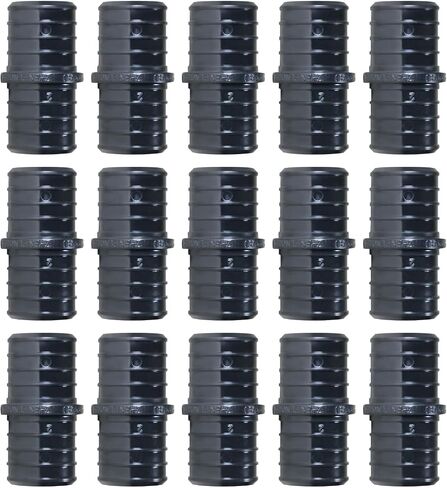 وصلة توصيل XFITTING مقاس 1 بوصة من سبائك البولي، وصلة بلاستيكية - Crimp Pex B، أسود، 15 قطعة in Kuwait