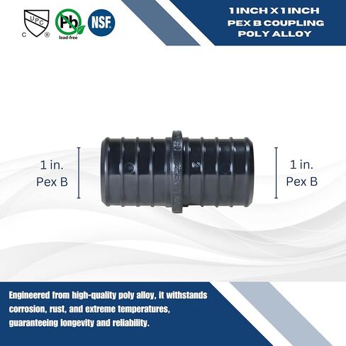وصلة توصيل XFITTING مقاس 1 بوصة من سبائك البولي، وصلة بلاستيكية - Crimp Pex B، أسود، 15 قطعة in Kuwait