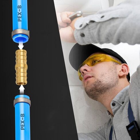 وصلة توصيل XFITTING مقاس 1 بوصة من سبائك البولي، وصلة بلاستيكية - Crimp Pex B، أسود، 15 قطعة in Kuwait
