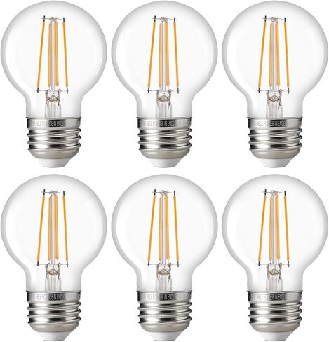 FLSNT 60W Equivalent LED Globe Candelabra Bulbs, Dimmable G16.5 LED E26 Chandelier Light Bulbs, 500LM, CRI82, 4W, AC 120V, 6 Pack, 2700K Soft White in Kuwait