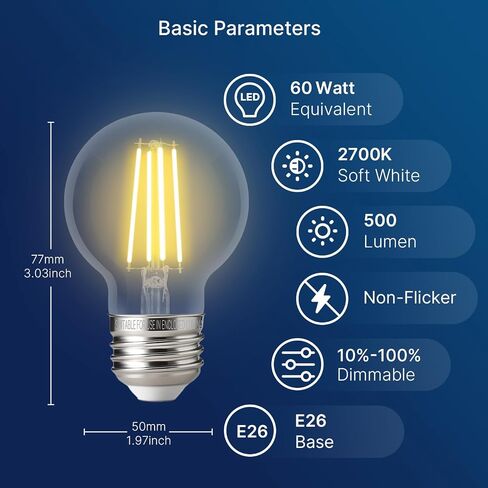 FLSNT 60W Equivalent LED Globe Candelabra Bulbs, Dimmable G16.5 LED E26 Chandelier Light Bulbs, 500LM, CRI82, 4W, AC 120V, 6 Pack, 2700K Soft White in Kuwait