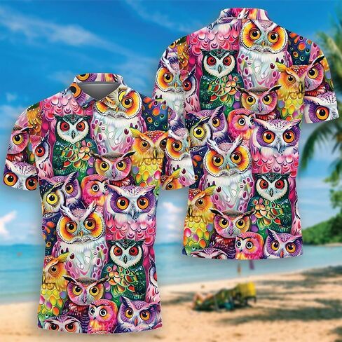 قمصان بولو Bird Owl للرجال - قمصان Owl Lover Golf Moisture Dry Fit قصيرة الأكمام S46 in Kuwait