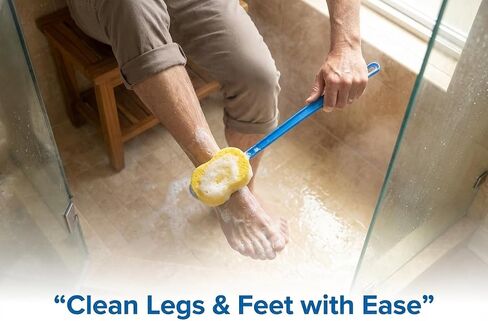 NOVA 23" Extra Long Bath & Back Sponge Brush – Long Handle Body Washer & Back Scrubber for Hard-to-Reach Back, Legs & Feet, Great for Applying Lotion or Cream, Lightweight Shower & Bath Brush with Hanging Loop in Kuwait