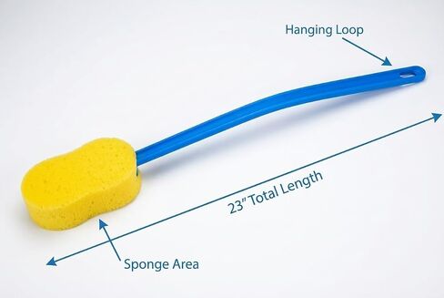 NOVA 23" Extra Long Bath & Back Sponge Brush – Long Handle Body Washer & Back Scrubber for Hard-to-Reach Back, Legs & Feet, Great for Applying Lotion or Cream, Lightweight Shower & Bath Brush with Hanging Loop in Kuwait