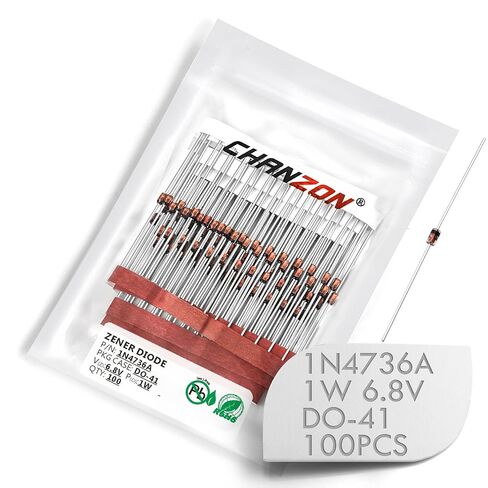(Pack of 100 Pieces) Chanzon 1N4736A 1N4736 Power Zener Diode 1W 6.8V DO-41 (DO-204AL) Axial Diodes 1 Watt 6.8 Volt 6V8 in Kuwait
