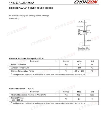 (Pack of 100 Pieces) Chanzon 1N4736A 1N4736 Power Zener Diode 1W 6.8V DO-41 (DO-204AL) Axial Diodes 1 Watt 6.8 Volt 6V8 in Kuwait