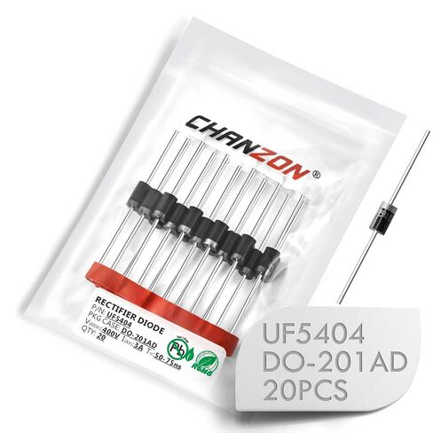 (Pack of 20 Pieces) Chanzon UF5404 Ultra Fast Recovery Rectifier Diode 3A 400V 50-75ns DO-201AD (DO-27) Axial 3 Amp 400 Volt Electronic Diodes in Kuwait