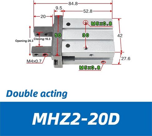 MHZ2 MHZL2 10D Parallel Style Pneumatic Air Gripper Cylinder MHZ2 16D 20D 25D 32D 40D Double Acting Gripper Cylinder(MHZ2-20D) in Kuwait