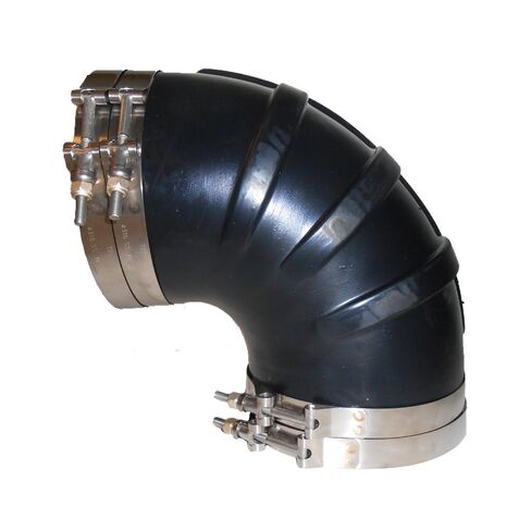 Trident Marine 6" ID 90-Degree EPDM Black Rubber Molded Wet Exhaust Elbow w/4 T-Bolt Clamps in Kuwait