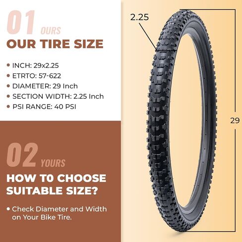 قطعتان، إطارات دراجة 29x2.25، متينة قابلة للطي 29 بوصة 57-622 29x2.25 إطارات دراجات جبلية، إطارات دراجة بديلة للدراجات الجبلية MTB للطرق الوعرة، الفاصلة (M-062) in Kuwait