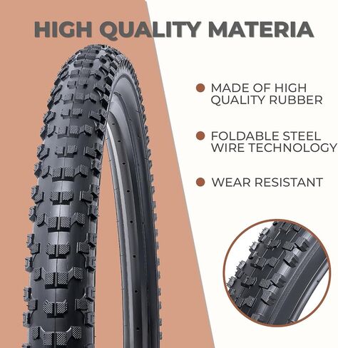 قطعتان، إطارات دراجة 29x2.25، متينة قابلة للطي 29 بوصة 57-622 29x2.25 إطارات دراجات جبلية، إطارات دراجة بديلة للدراجات الجبلية MTB للطرق الوعرة، الفاصلة (M-062) in Kuwait