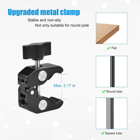 Mic Stand Phone Holder, Aluminum Alloy Clamp Flexible Gooseneck Arm Phone Holder for Microphone Stand Ring Light Tripod Pole Tube Rod Desk Table, for iPhone, Samsung Galaxy, and Any Smartphones in Kuwait