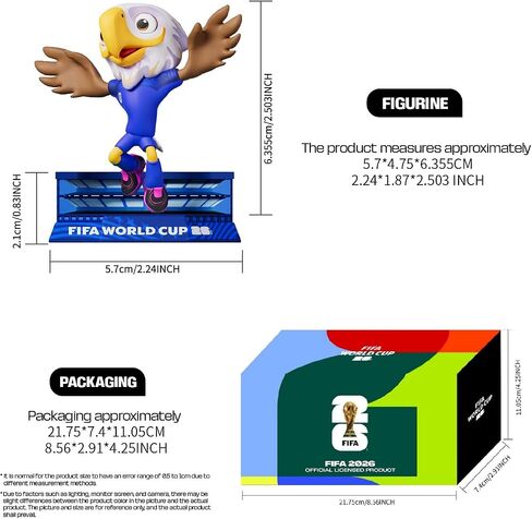 مجموعة تماثيل تميمة مرخصة رسميًا لكأس العالم FIFA 2026 مقاس 4 بوصات (زايو، خشب القيقب والقابض)، شخصيات كرة قدم قابلة للتجميع، فكرة هدية - مشجعي الرياضة - نموذج لهواة الجمع in Kuwait