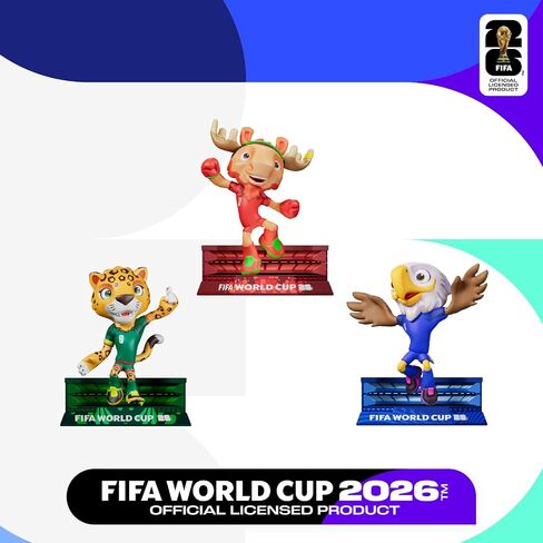 مجموعة تماثيل تميمة مرخصة رسميًا لكأس العالم FIFA 2026 مقاس 4 بوصات (زايو، خشب القيقب والقابض)، شخصيات كرة قدم قابلة للتجميع، فكرة هدية - مشجعي الرياضة - نموذج لهواة الجمع in Kuwait